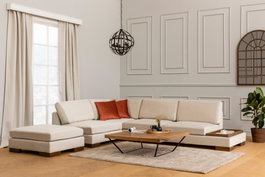 Atelier Del Sofa Tulip Sofá Esquinero Izquierdo con Puf - Beige